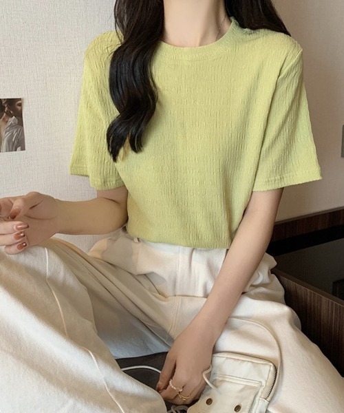 maison de LATIR(メゾンドラティール)の「さらさら半袖プルオーバー(Tシャツ/カットソー・レディース・ホワイト/ブラック/グリーン・ONESIZE)」の3枚目の写真