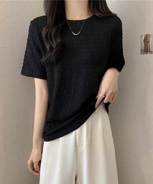 maison de LATIR(メゾンドラティール)の「さらさら半袖プルオーバー(Tシャツ/カットソー・レディース・ホワイト/ブラック/グリーン・ONESIZE)」の5枚目の写真