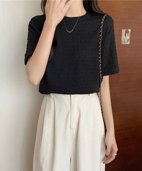maison de LATIR(メゾンドラティール)の「さらさら半袖プルオーバー(Tシャツ/カットソー・レディース・ホワイト/ブラック/グリーン・ONESIZE)」の8枚目の写真