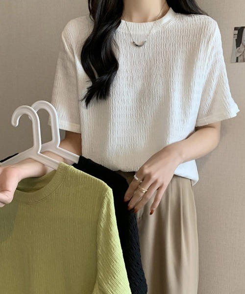 maison de LATIR(メゾンドラティール)の「さらさら半袖プルオーバー(Tシャツ/カットソー・レディース・ホワイト/ブラック/グリーン・ONESIZE)」の9枚目の写真