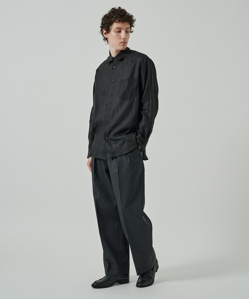 markaware（マーカウェア）の「別注 LINEN TROPICAL L/S SHIRT（シャツ/ブラウス・メンズ・ブラック/ベージュ・1/2）」の3枚目の写真