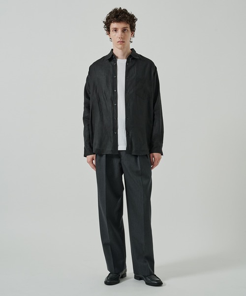 markaware（マーカウェア）の「別注 LINEN TROPICAL L/S SHIRT（シャツ/ブラウス・メンズ・ブラック/ベージュ・1/2）」の4枚目の写真
