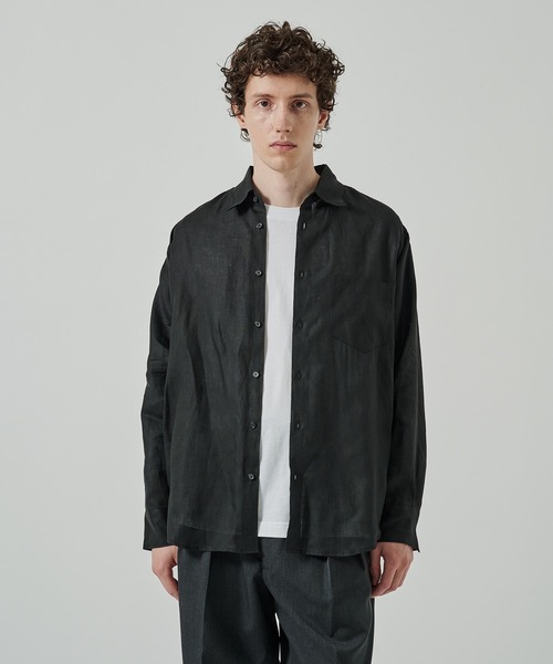 markaware（マーカウェア）の「別注 LINEN TROPICAL L/S SHIRT（シャツ/ブラウス・メンズ・ブラック/ベージュ・1/2）」の5枚目の写真