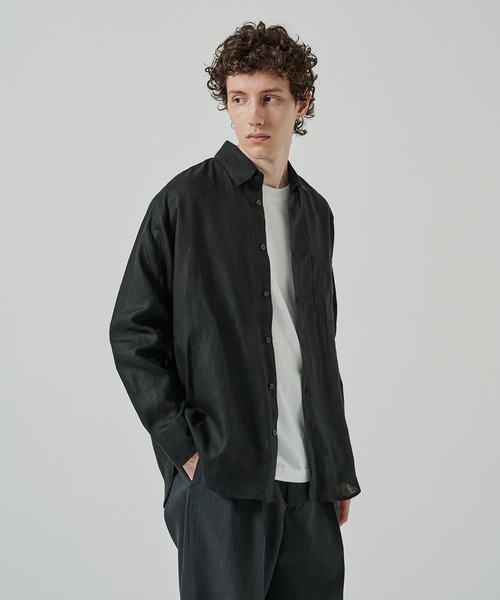 markaware（マーカウェア）の「別注 LINEN TROPICAL L/S SHIRT（シャツ/ブラウス・メンズ・ブラック/ベージュ・1/2）」の6枚目の写真