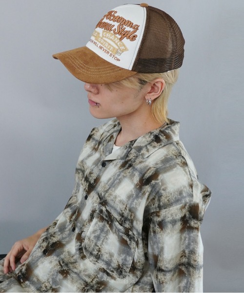 SPINNS(スピンズ)の「ヴィンテージライクメッシュキャップ/メッセージロゴ(キャップ・メンズ・ブラウン/ブラック・ONESIZE)」の10枚目の写真