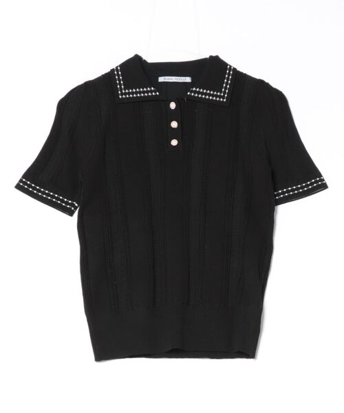 BLANC FICELLE(ブランフィセル)の「ニット ポロシャツ(ニット/セーター・レディース・ブラック/Off White・S/M/L)」の9枚目の写真