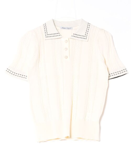 BLANC FICELLE(ブランフィセル)の「ニット ポロシャツ(ニット/セーター・レディース・ブラック/Off White・S/M/L)」の10枚目の写真