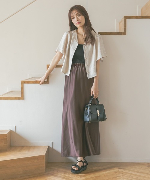 mysty woman(ミスティウーマン)の「楊柳オープンカラーシャツ 495792(シャツ/ブラウス・レディース・ベージュ/ブラック・FREE)」の8枚目の写真