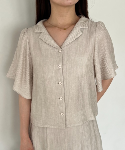 mysty woman(ミスティウーマン)の「楊柳オープンカラーシャツ 495792(シャツ/ブラウス・レディース・ベージュ/ブラック・FREE)」の21枚目の写真