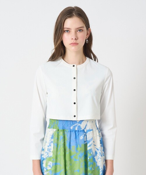 ANAYI（アナイ）の「ナイロンジャージークロップド カーディガン（カーディガン/ボレロ・レディース・ブラック/ホワイト/ブルー/ブルー系その他・38/36）」の5枚目の写真