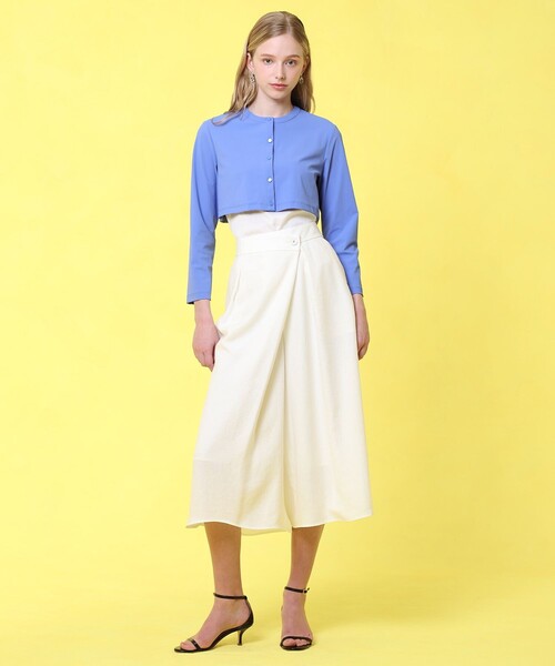 ANAYI（アナイ）の「ナイロンジャージークロップド カーディガン（カーディガン/ボレロ・レディース・ブラック/ホワイト/ブルー/ブルー系その他・38/36）」の10枚目の写真