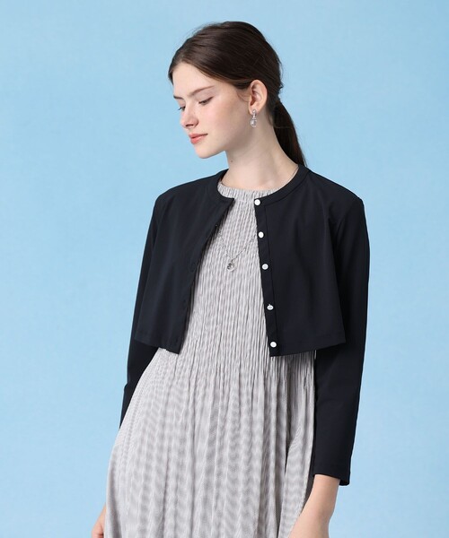 ANAYI（アナイ）の「ナイロンジャージークロップド カーディガン（カーディガン/ボレロ・レディース・ブラック/ホワイト/ブルー/ブルー系その他・38/36）」の12枚目の写真