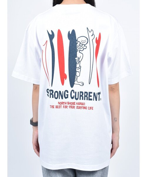 STRONG CURRENT（ストロングカレント）の「【STRONG CURRENT】サーファーバックプリントショートスリーブTEE 半袖T（Tシャツ/カットソー・メンズ・ブラック/ホワイト/グリーン・2/3/4）」の4枚目の写真