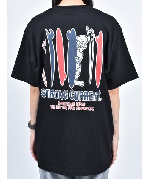 STRONG CURRENT（ストロングカレント）の「【STRONG CURRENT】サーファーバックプリントショートスリーブTEE 半袖T（Tシャツ/カットソー・メンズ・ブラック/ホワイト/グリーン・2/3/4）」の6枚目の写真