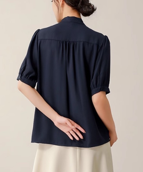 Beststore(ベストストア)の「ボウタイリボンブラウス 半袖(シャツ/ブラウス・レディース・ブルー/ホワイト/ピンク/ベージュ/ネイビー・M/L)」の18枚目の写真