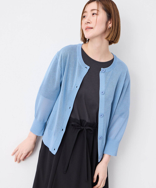 Petit Honfleur（プチオンフルール）の「クルーネックカーディガン（カーディガン/ボレロ・レディース・レッド/サックスブルー/ブラック・M/L）」の2枚目の写真