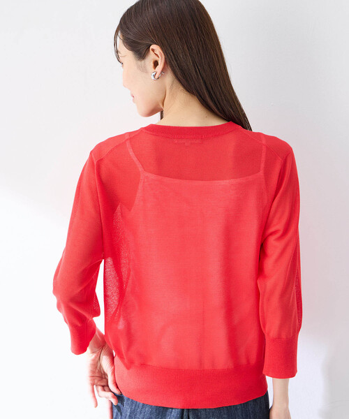 Petit Honfleur（プチオンフルール）の「クルーネックカーディガン（カーディガン/ボレロ・レディース・レッド/サックスブルー/ブラック・M/L）」の6枚目の写真