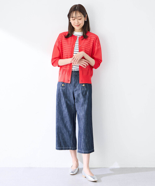 Petit Honfleur（プチオンフルール）の「クルーネックカーディガン（カーディガン/ボレロ・レディース・レッド/サックスブルー/ブラック・M/L）」の14枚目の写真