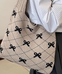 リボンニットトートバッグ
