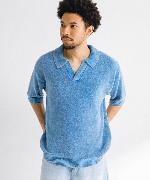 blue blue インディゴポロシャツ セール】インディゴパイルポロシャツ（シャツ/ブラウス）｜AZUL