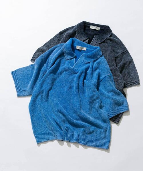 URBAN RESEARCH Sonny Label（アーバンリサーチサニーレーベル）の「インディゴパイルスキッパーポロシャツ（ポロシャツ・メンズ・インディゴブルー/ライトインディゴブルー・MEDIUM/LARGE）」の6枚目の写真