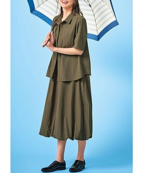 BELLUNA PLUS（ベルーナ）の「シャカシャカしづらいはっ水！シャツ（シャツ/ブラウス・レディース・ブラック/カーキ・MEDIUM/X-LARGE/LARGE）」の4枚目の写真