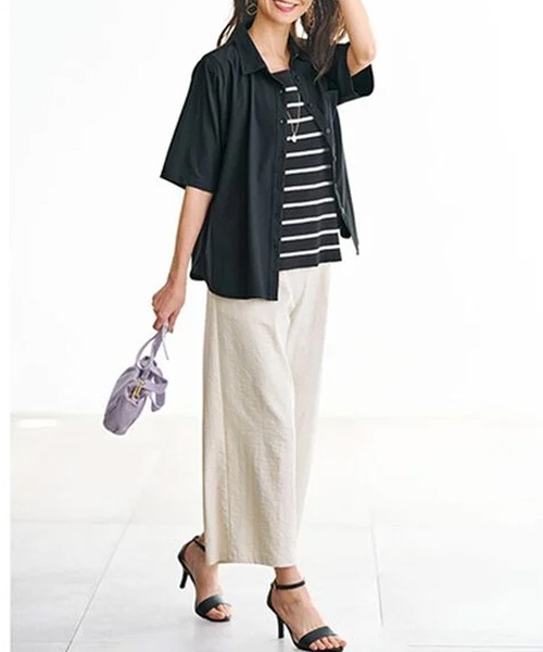 BELLUNA PLUS（ベルーナ）の「シャカシャカしづらいはっ水！シャツ（シャツ/ブラウス・レディース・ブラック/カーキ・MEDIUM/X-LARGE/LARGE）」の3枚目の写真