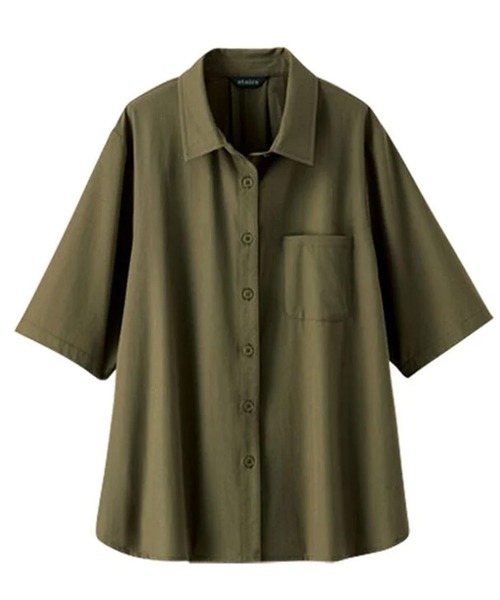 BELLUNA PLUS（ベルーナ）の「シャカシャカしづらいはっ水！シャツ（シャツ/ブラウス・レディース・ブラック/カーキ・MEDIUM/X-LARGE/LARGE）」の7枚目の写真