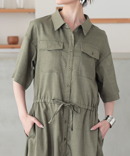 n'OrLABEL（ノアールレーベル）の「『リネンライクワークシャツワンピース』（シャツワンピース・レディース・チャコール/マスタード/カーキ/ブラック・2/1）」の21枚目の写真