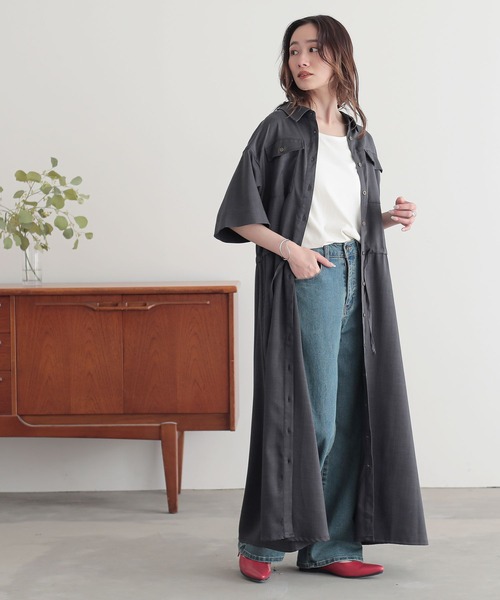 n'OrLABEL（ノアールレーベル）の「『リネンライクワークシャツワンピース』（シャツワンピース・レディース・チャコール/マスタード/カーキ/ブラック・2/1）」の17枚目の写真