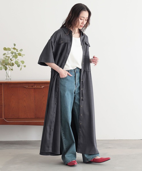 n'OrLABEL（ノアールレーベル）の「『リネンライクワークシャツワンピース』（シャツワンピース・レディース・チャコール/マスタード/カーキ/ブラック・2/1）」の18枚目の写真