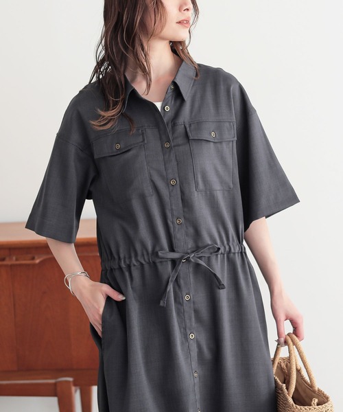 n'OrLABEL（ノアールレーベル）の「『リネンライクワークシャツワンピース』（シャツワンピース・レディース・チャコール/マスタード/カーキ/ブラック・2/1）」の19枚目の写真