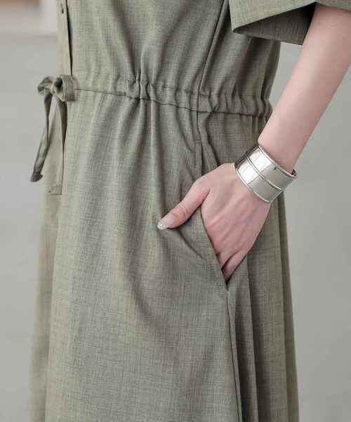 n'OrLABEL（ノアールレーベル）の「『リネンライクワークシャツワンピース』（シャツワンピース・レディース・チャコール/マスタード/カーキ/ブラック・2/1）」の15枚目の写真