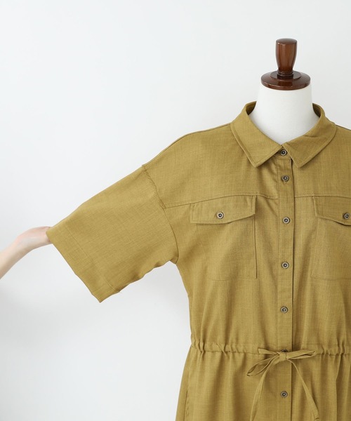 n'OrLABEL（ノアールレーベル）の「『リネンライクワークシャツワンピース』（シャツワンピース・レディース・チャコール/マスタード/カーキ/ブラック・2/1）」の20枚目の写真