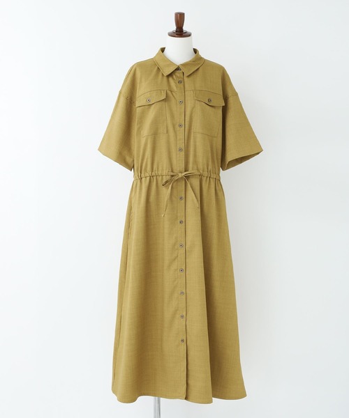 n'OrLABEL（ノアールレーベル）の「『リネンライクワークシャツワンピース』（シャツワンピース・レディース・チャコール/マスタード/カーキ/ブラック・2/1）」の10枚目の写真