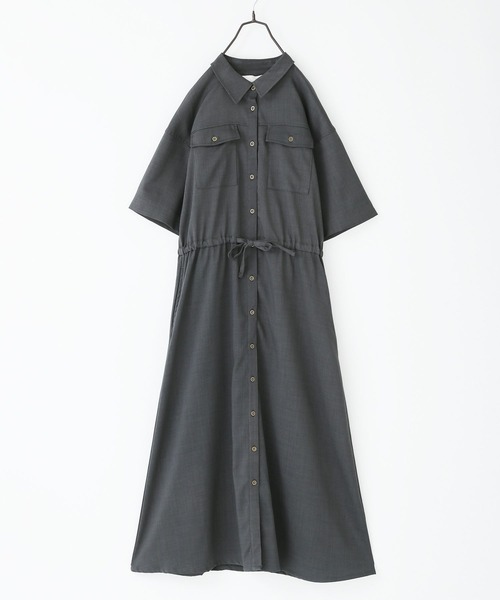 n'OrLABEL（ノアールレーベル）の「『リネンライクワークシャツワンピース』（シャツワンピース・レディース・チャコール/マスタード/カーキ/ブラック・2/1）」の7枚目の写真