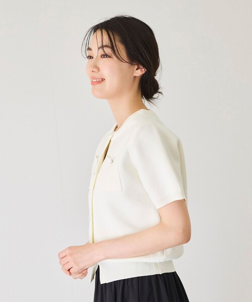 Jayro（ジャイロ）の「ビジューアソートボタン半袖カーディガン（カーディガン/ボレロ・レディース・ブラック/ホワイト系その他/ピンク・M）」の12枚目の写真