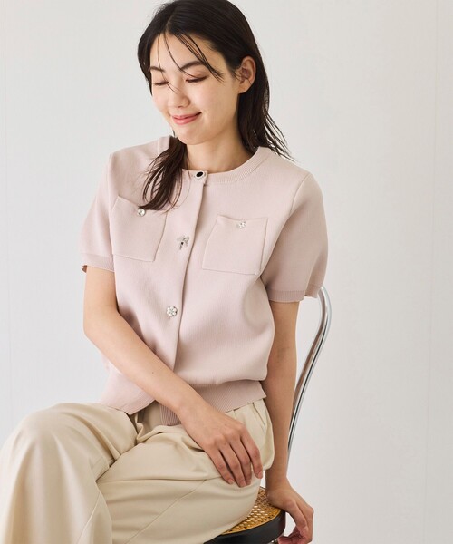 Jayro（ジャイロ）の「ビジューアソートボタン半袖カーディガン（カーディガン/ボレロ・レディース・ブラック/ホワイト系その他/ピンク・M）」の20枚目の写真