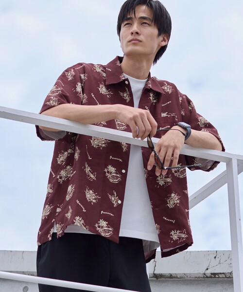 PENNEYS(ぺニーズ)の「PenneysHAWAII(ペニーズハワイ)別注トロピカル柄シャツ(シャツ/ブラウス・メンズ・ダークブラウン/ライトブルー・L/M/XL)」の1枚目の写真