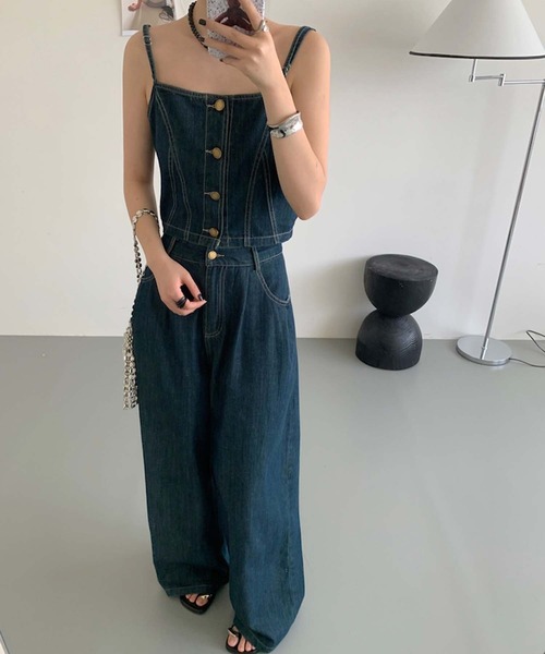 デニムキャミソールとパンツのセット zadac_24r01tb015