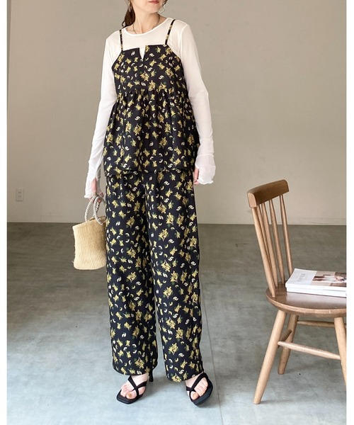 セール】花柄フラワープリント&アート柄キャミソールビスチェ＆パンツ