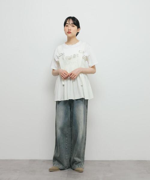 KBF（ケイビーエフ）の「フリルギャザービスチェ（シャツ/ブラウス・レディース・アイボリー/ベージュ系その他/チャコールグレー・ONE）」の14枚目の写真