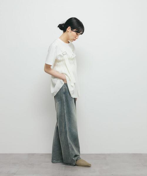 KBF（ケイビーエフ）の「フリルギャザービスチェ（シャツ/ブラウス・レディース・アイボリー/ベージュ系その他/チャコールグレー・ONE）」の15枚目の写真