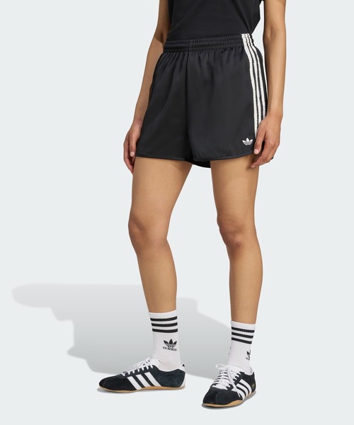 【adidas】スリーストライプス サテン ショートパンツ ★ adidas Originals サテン ショーツ ラッフル スリーストライプス