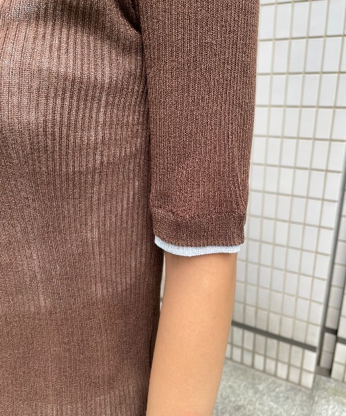 AIC.(エーアイシー)の「シアーリブヘンリーネックトップス(その他トップス・レディース・アイボリー/ブラウン/チャコールグレー・FREE)」の12枚目の写真