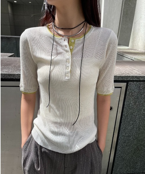 AIC.(エーアイシー)の「シアーリブヘンリーネックトップス(その他トップス・レディース・アイボリー/ブラウン/チャコールグレー・FREE)」の16枚目の写真