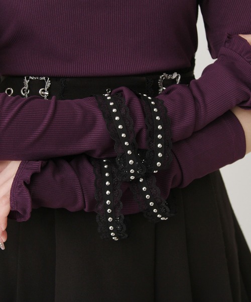 DearMyLove(ディアマイラブ)の「十字架チェーンチョーカーアームウォーマーリブトップス(ニット/セーター・レディース・パープル/ボルドー/ブラック/グレー・3L/LL/LARGE/MEDIUM)」の18枚目の写真