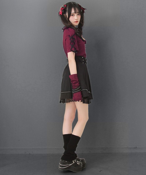 DearMyLove(ディアマイラブ)の「十字架チェーンチョーカーアームウォーマーリブトップス(ニット/セーター・レディース・パープル/ボルドー/ブラック/グレー・3L/LL/LARGE/MEDIUM)」の7枚目の写真