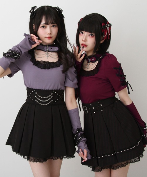 DearMyLove(ディアマイラブ)の「十字架チェーンチョーカーアームウォーマーリブトップス(ニット/セーター・レディース・パープル/ボルドー/ブラック/グレー・3L/LL/LARGE/MEDIUM)」の11枚目の写真