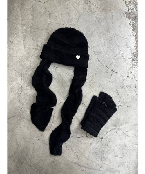 EMODA（エモダ）の「ストライプフィンガーレスグローブ（手袋・レディース・グレー/ブラック・FREE）」の6枚目の写真